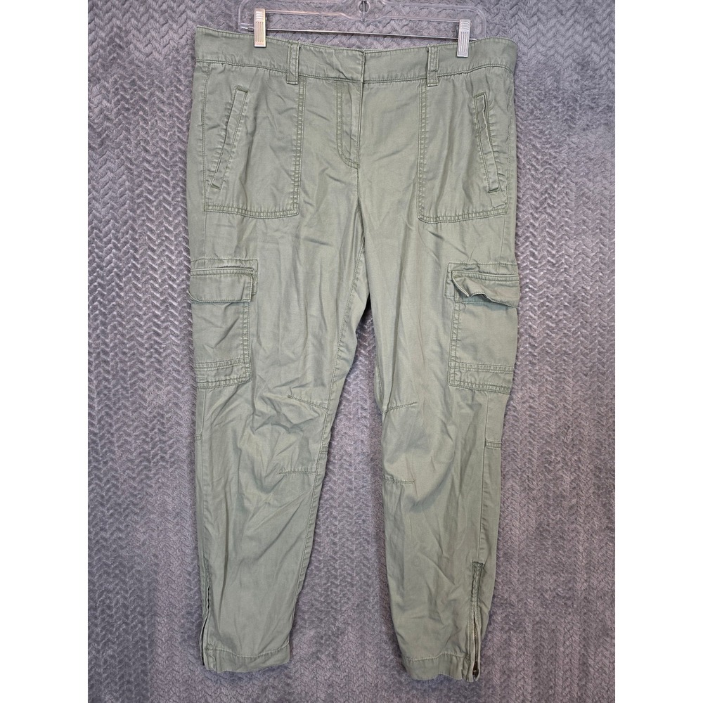 Ann Taylor LOFT Womens Olive Green Cargo Pants Tapered Ankle Zip Size 10 Utility